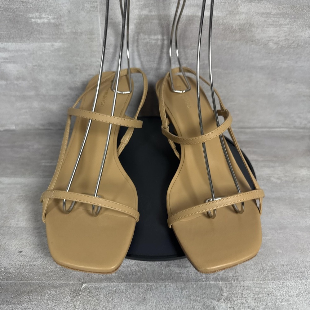 Reformation Sandals Womens Size 5 Tan Strappy Kitten Heel Square Toe Slingback - Picture 3 of 10